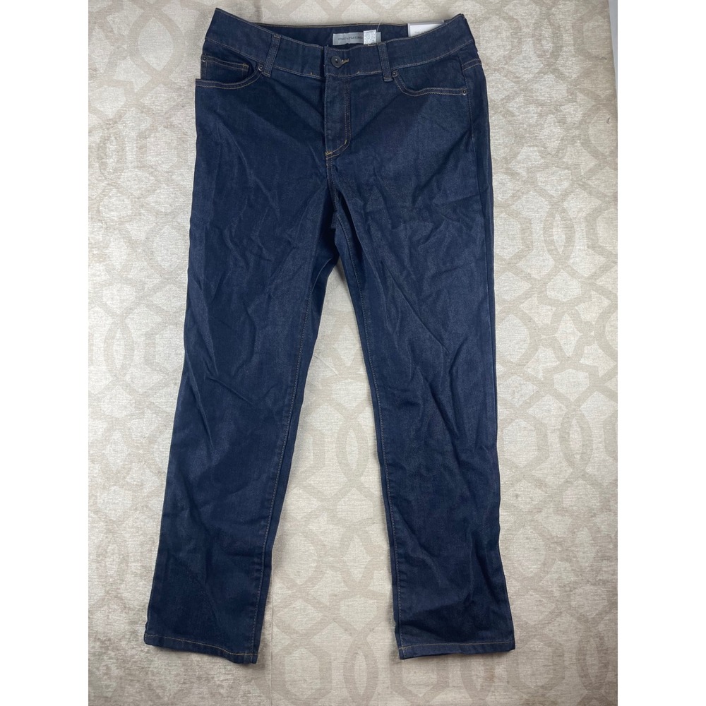 Chico's Platinum Denim Womens 1 Medium 8 Deep Rinse Wash Ankle Jeans Cotton New